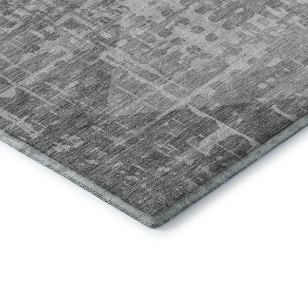 Mayfield Premium Machine Washable Abstract AMF2026 Gray 2 ft. x 7 ft. Runner Rug