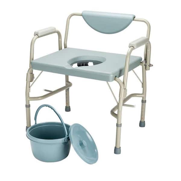 22.63 in. x 27.75 in. Adjustable Bedside Commode Toilet Seat with Safety Steel Frame for Elderly in Blue/Grey