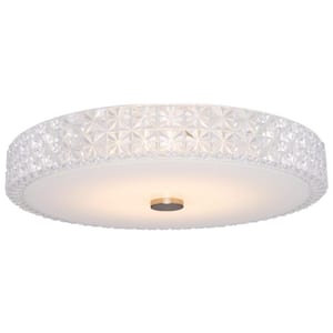 Maxine 15 in. 20-Watt White Modern Integrated LED Flush Mount with Clear Shade
