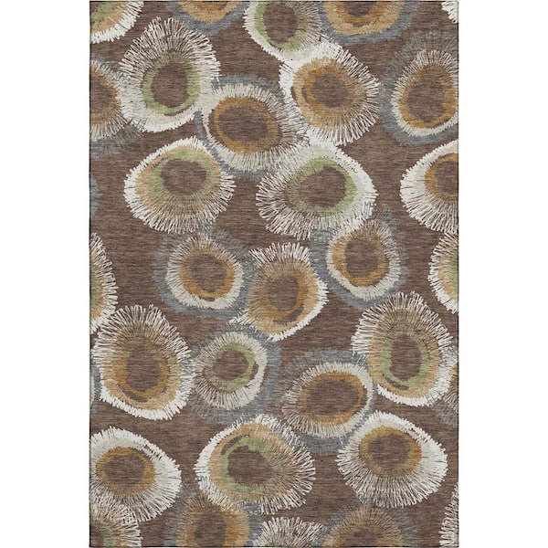 Mayfield Premium Machine Washable Abstract AMF2278 Brown 3 ft. x 4 ft. Area Rug