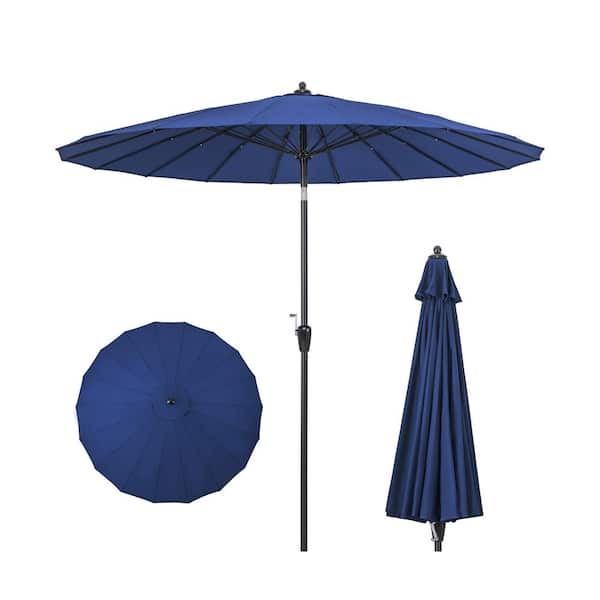 ANGELES HOME 9 ft. Aluminum Market Tilt Round Patio Umbrella with 18 Fiberglass Ribs,Tilt Adjustment,Easy Setup,Navy