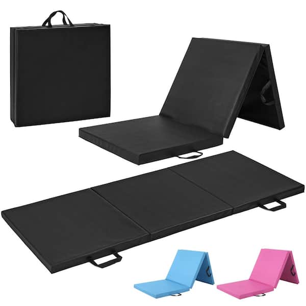 CAP Tri-Fold Folding Thick Exercise Mat Black 6 ft. x 2 ft. x 2 in. Vinyl and Foam Gymnastics Mat ( Covers 12 sq. ft. )