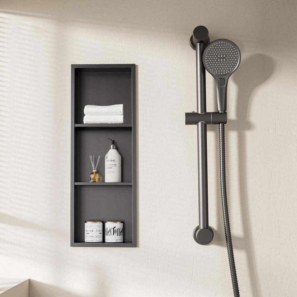 12 in. W x 36 in. H x 4 in. D Waterproof Recessed Shower Niche Space-Saving Storage Shelf in Matte Black, No Tile Needed price history on PriceWatchPro