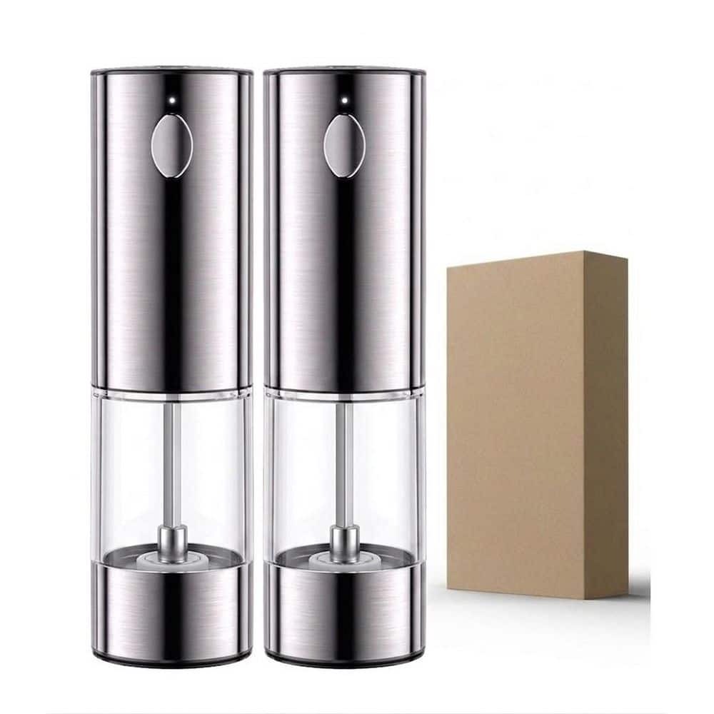 Stainless Steel Silver Electric Salt and Pepper Grinder Set Rechargeable LED Light Adjustable Coarseness price history on PriceWatchPro