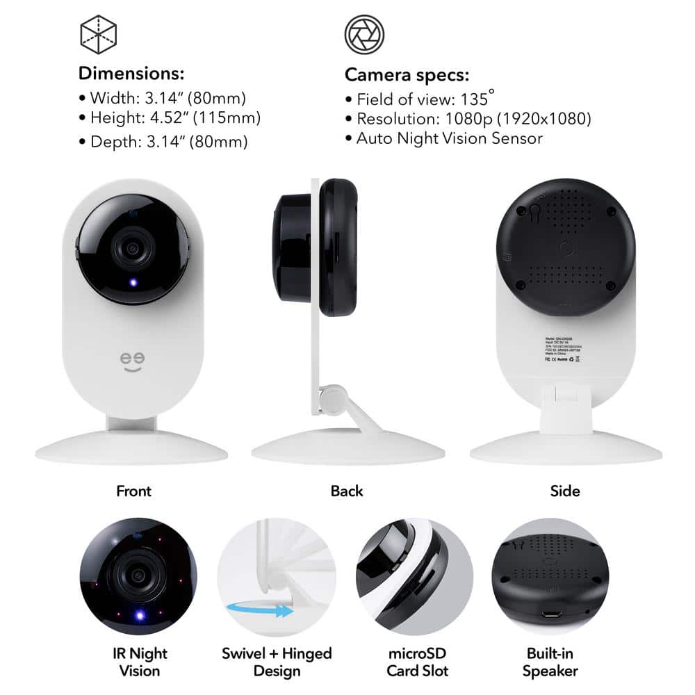 Geeni Glimpse 1080p HD White Wireless Indoor Security Camera 2-Pack