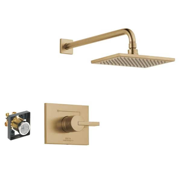 Vero Gold Single Handle 1-Spray Raincan Shower Faucet 2.5 GPM with Pressure Balance in Champagne Bronze