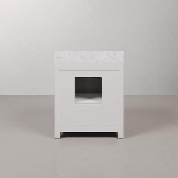 Madison 30 in. Vanity in Modern White with Marble Vanity Top in Carrara White