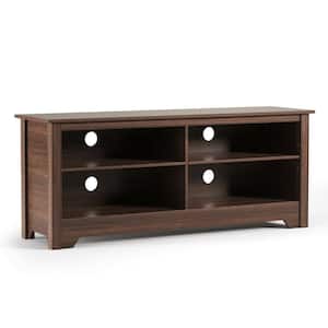 58 in. Brown TV Stand Fits TV's up to 65 in. with Adjustable Shelves and Cable Hole