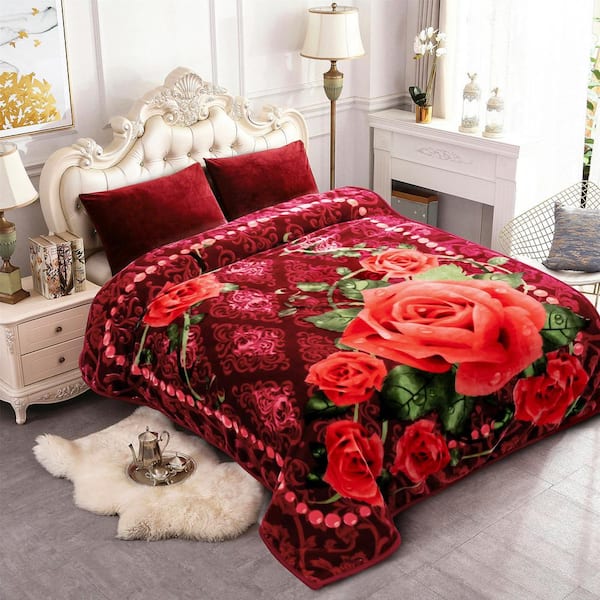 Plush Fleece Floral Blanket / Purple, Best Stylish Bedding