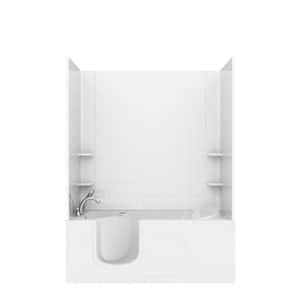 5 ft. Walk-in Non-Whirlpool Bathtub with 6 in. Tile Easy Up Adhesive Wall Surround in White