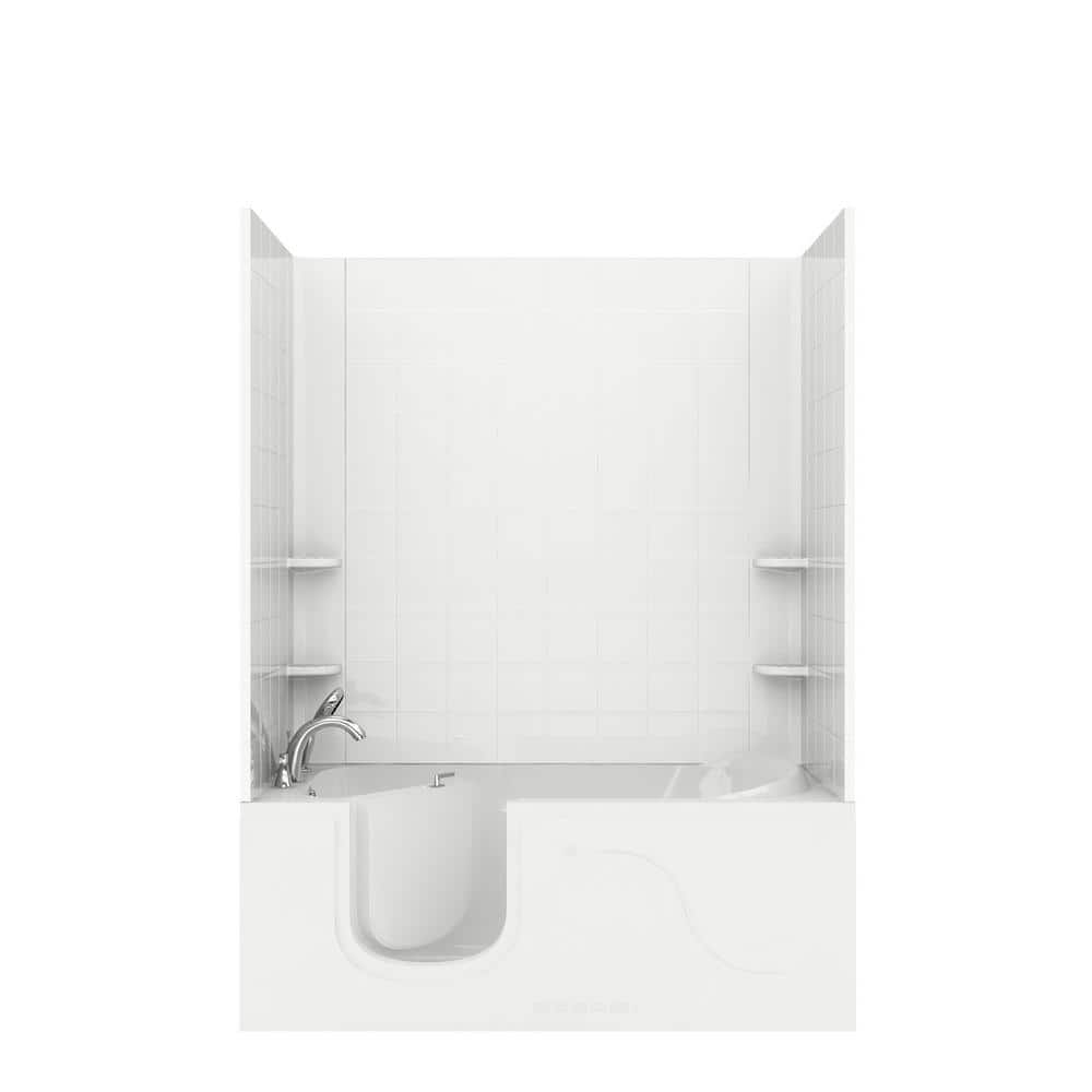 NOVA Heated 5 ft. Walk-in Non-Whirlpool Bathtub with 6 in. Tile Easy Up Adh