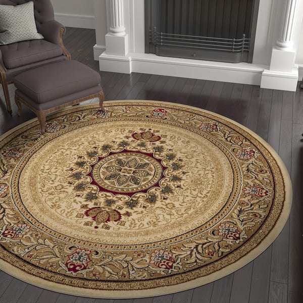 Sensation Oriental Ivory 6 ft. Round Indoor Area Rug