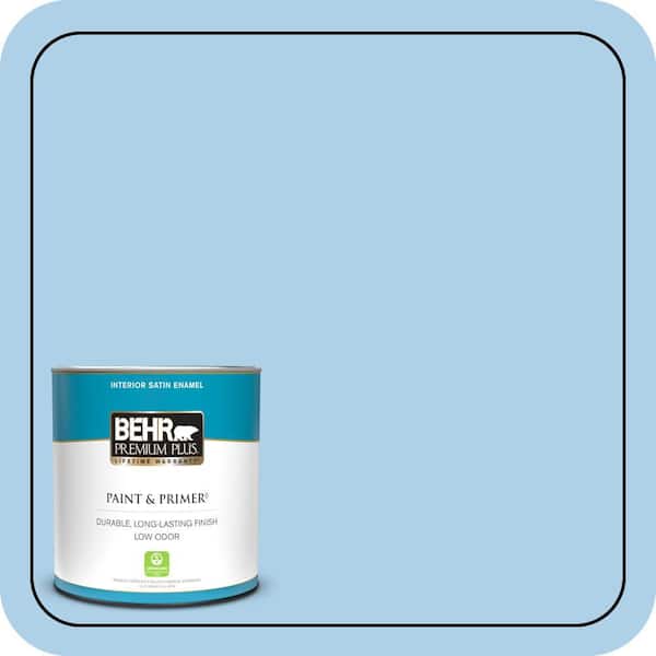 BEHR PREMIUM PLUS 1 qt. #560A-3 Utah Sky Satin Enamel Low Odor Interior Paint & Primer