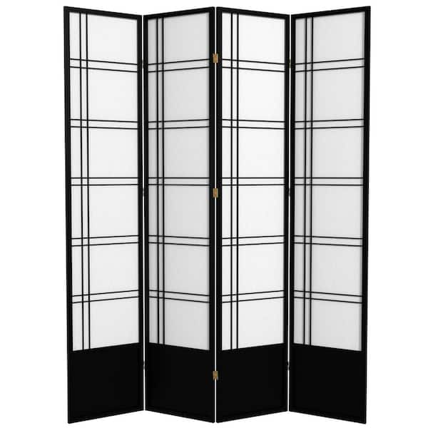 7 ft. Black 4-Panel Room Divider