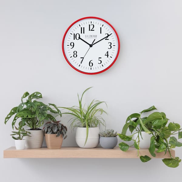 La Crosse Clock 10 in. Red Basics Analog Quartz Wall Clock 404