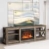 Karl home 70 in. Washed Gray TV Stand with Fireplace Fits TVs up to 70 in. Entertainment Center K1G52008468+51