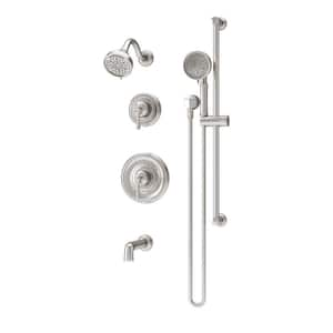 Braston HydroMersion Double Handle Tub and Shower Trim Kit with Hand Spray in Satin Nickel (Valve Not Included)