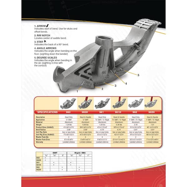 Gardner Bender BigBen Aluminum Bender with Handle, 1/2 in Gardner Bender BigBen Aluminum Bender with Handle, 1/2 in