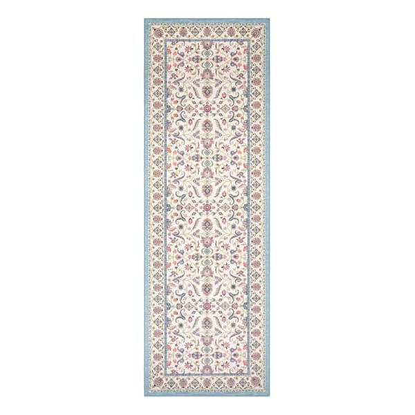 Laura Ashley Chatsworth 2 ft. x 6 ft. Woven Ivory Multi Floral
