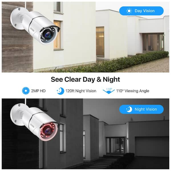 ZOSI 1080p H.265 5MP 8 Channel PoE NVR Recorder and 8 x 2MP Surveillance CCTV Bullet Dome IP Cameras with Long Night Vision PoE Security Camera Systems Outdoor Indoor 2TB Hard Drive Built-in 