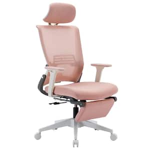 Nylon Mesh Ergonomic Office Chair Adjustable Height Office Chair Arm Cahir in Pink with Footrest and Tilt Function