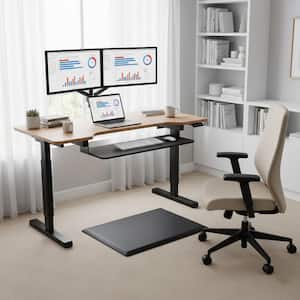 37.5 in. W Black Height Adjustable Standing Desk Converter with Dual Monitor Mount, Anti Fatigue Mat and Black Finish