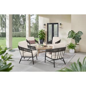 Aspenwood 5-Piece Wicker Patio Chat Set with White Cushion
