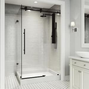 Elan E-Class 36 in. L x 48 in. W x 82 in. H Frameless Sliding Shower Enclosure Kit in Matte Black with Clear Glass