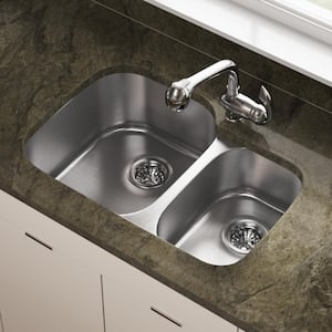 MR Direct Undermount Stainless Steel 28 in. Double Bowl Kitchen Sink ...