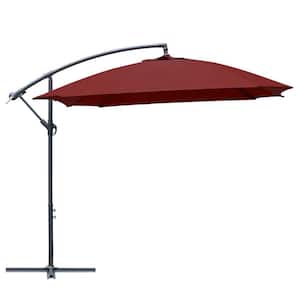 8.7 ft. Fiberglass Outdoor Patio Cantilever Umbrella in Red