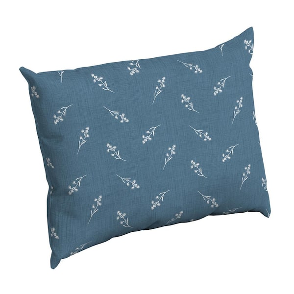 ARDEN SELECTIONS Blue Ditsy Floral Rectangle Outdoor Throw Pillow