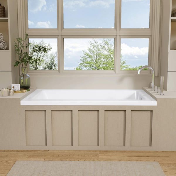 NTQ 54 in. x 32 in. Rectangular Drop-in Soaking Bathtub Acrylic