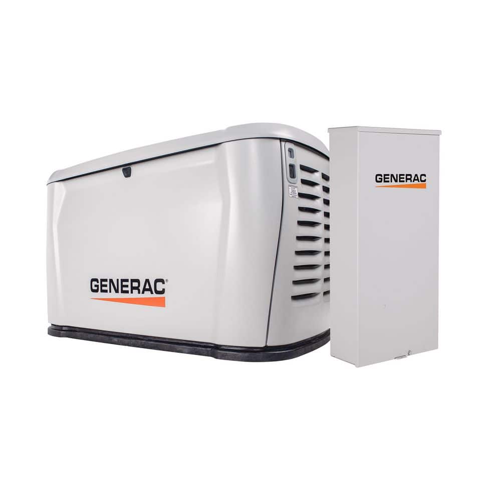 Generac 10kW Air-Cooled Auto Start Natural Gas or Propane Whole House Generator 16C Transfer Switch w/ Smart Mobile Monitoring