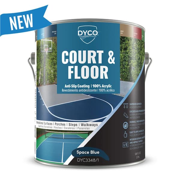 Court and Floor Anti-Slip Coating Paint for Pickleball and Basketball Courts, Space Blue, 1-gallon