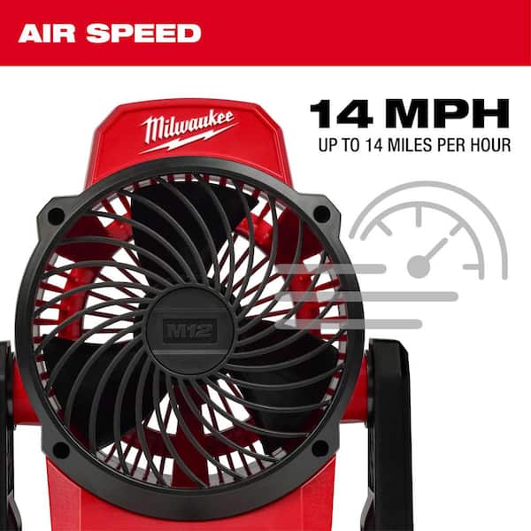 Milwaukee - M12 12-Volt Lithium-Ion Cordless Jobsite Fan W/M12 2.0 Ah Compact Battery Pack