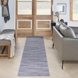 Washables Grey 2 ft. x 8 ft. Abstract Contemporary Runner Area Rug