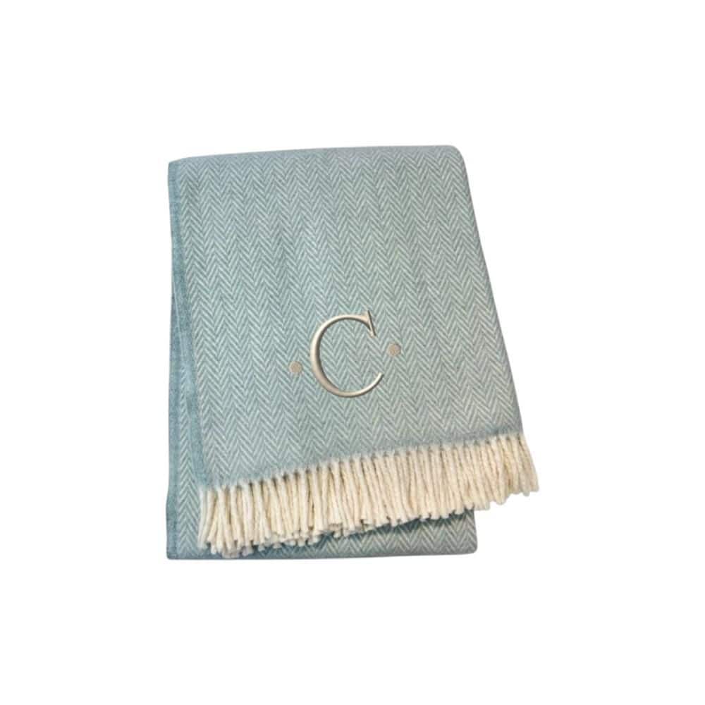 Sky Blue, White Herringbone Cotton Blend Throw Blanket price history on PriceWatchPro