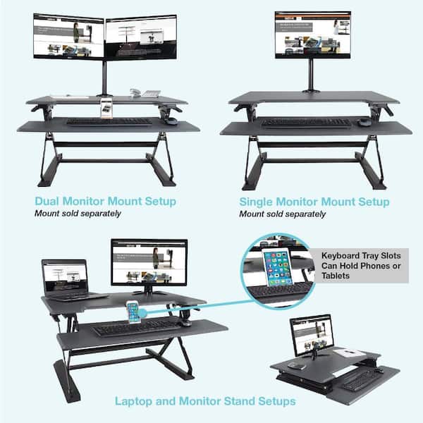 Victor Technology 36 in. H Gray and Black Adjustable Standing Desk