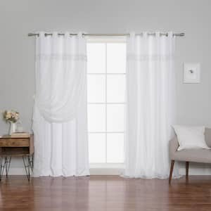 White Lace Solid 52 in. W x 84 in. L Grommet Blackout Curtain