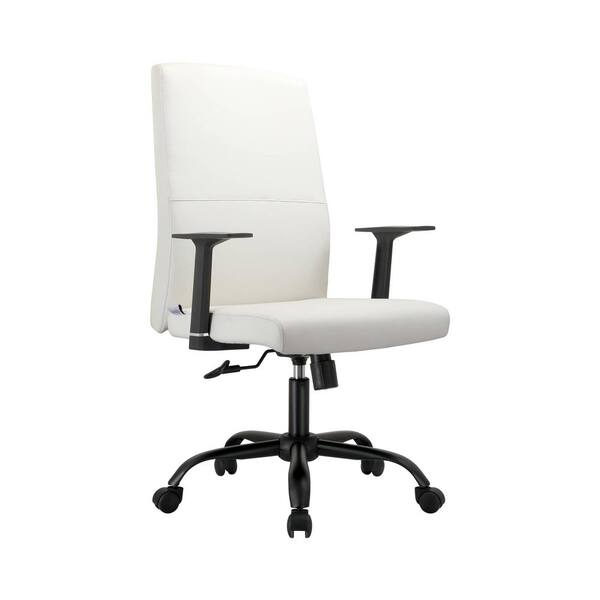 Leisuremod Evander Modern Faux Leather Office Chair in Aluminum with Adjustable Height and