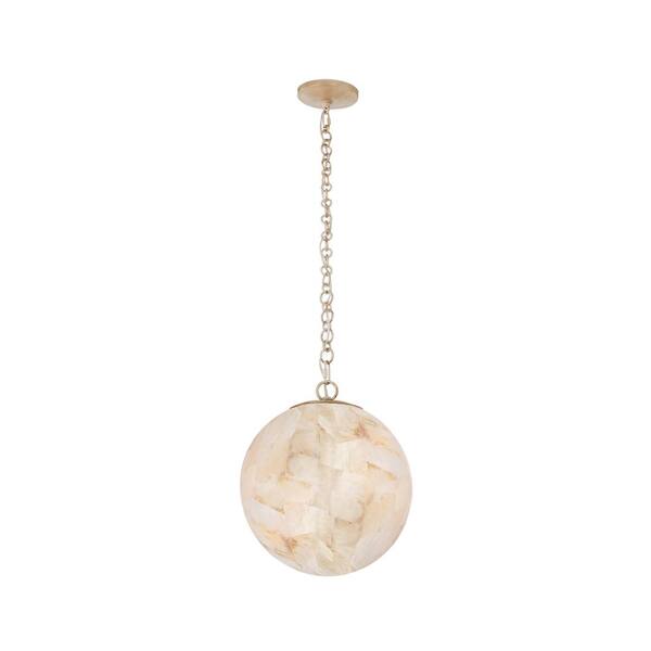 Varaluz Big 2-Light Gold Dust Orb Pendant with Reclaimed Kabebe Shell