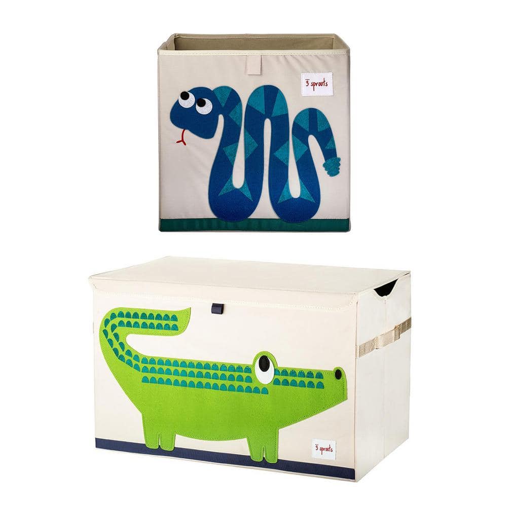 3 Sprouts Storage Bin Box, Blue Snake & Toy Chest Bin for Playroom,  Crocodile UBXSNK + UTCCRO - The Home Depot