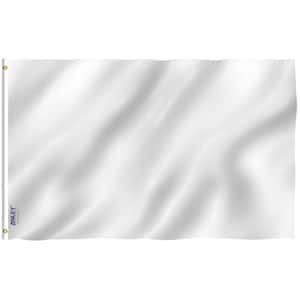 Fly Breeze 3 ft. x 5 ft. Polyester Solid White Flag 2-Sided Flag Banner with Brass Grommets and Canvas Header