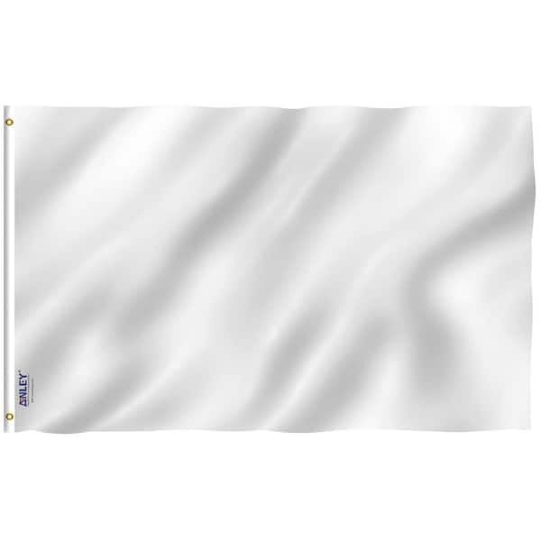 ANLEY Fly Breeze 3 ft. x 5 ft. Polyester Solid White Flag 2-Sided Flag Banner with Brass Grommets and Canvas Header