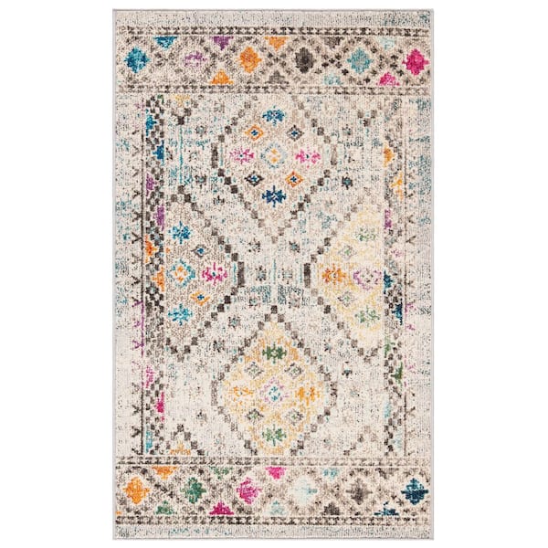 SAFAVIEH Madison Gray/Yellow Doormat 3 ft. x 5 ft. Geometric Medallion Area Rug