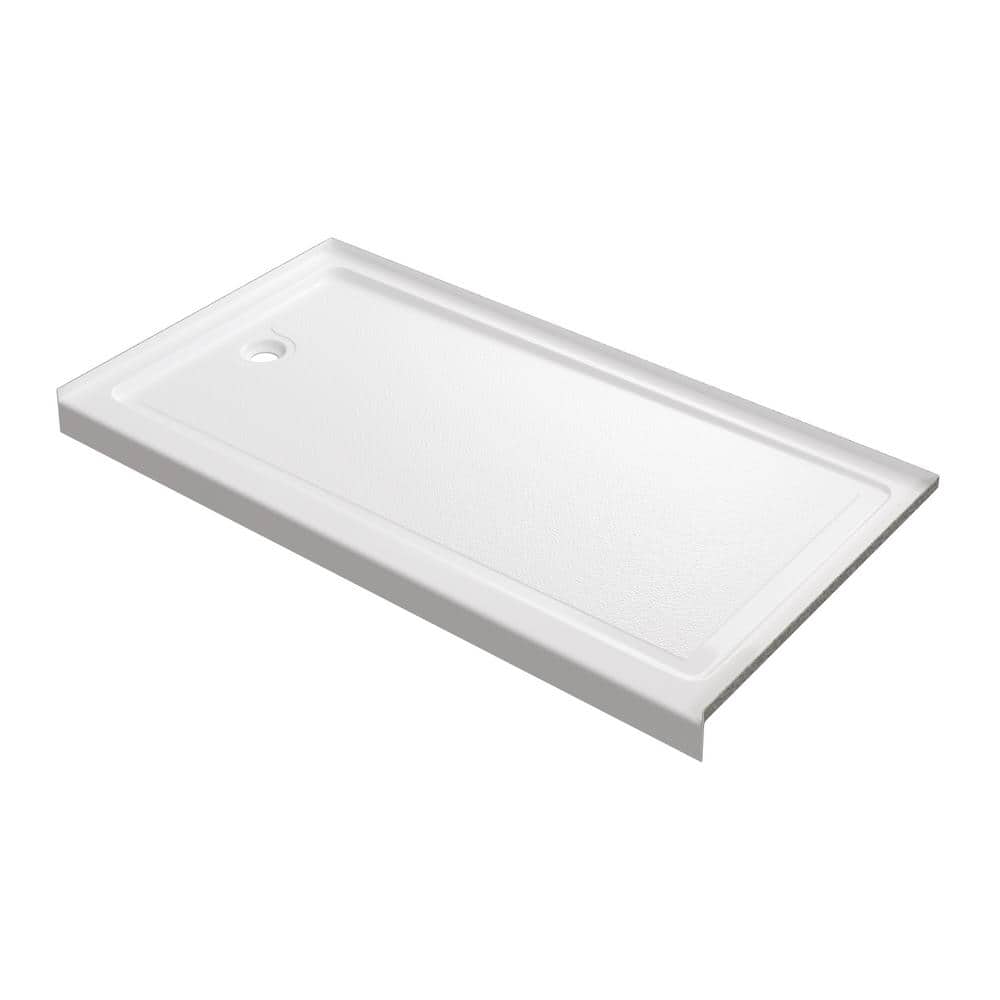60 in. L x 32 in. W Alcove Shower Pan Base with Front Drain in White Acrylic price history on PriceWatchPro