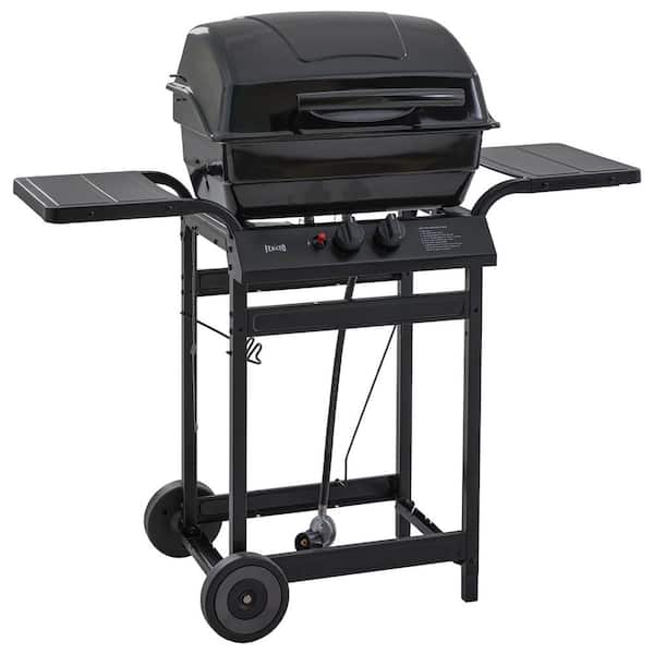 2-Burner Propane Gas Grill in Black with All-Porcelain-Enamel Body