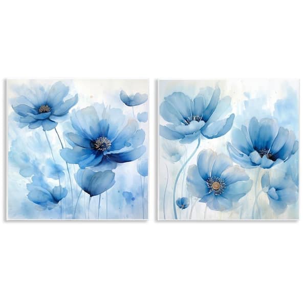 Stupell Industries Saturated Blue Blossoms by Irena Orlov 2-Pieces Unframed Nature Graphic Art Print 12 in. x 12 in.