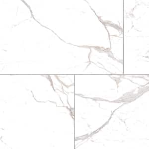 Sample - Impero Prestige White 6 in. x 6 in. Marble Look Porcelain Floor and Wall Tile