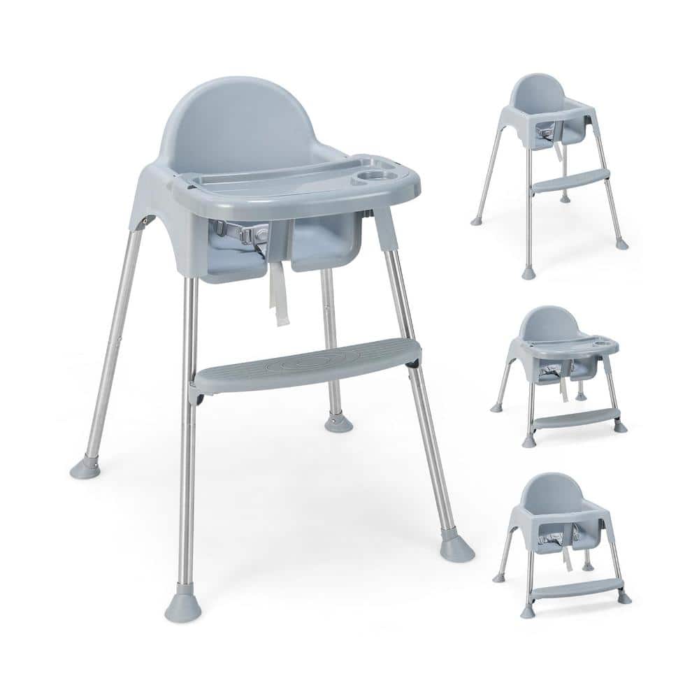 4-in-1 Convertible Baby High Chair, Infant to Toddler, Double Tray, Safety Harness